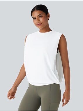 New With Tags Halara size S Round Neck Ruched Cool Touch Yoga 
Tank Top-UPF50+